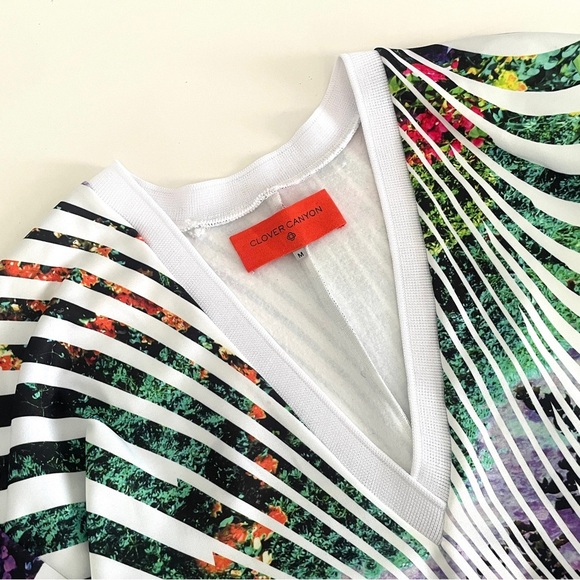 Clover Canyon Floral Abstract Long Sleeves V neck Sweatshirt - Picture 5 of 8